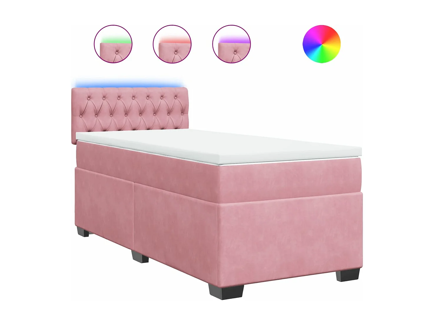 Sommier à lattes de lit avec matelas Rose 90x200 cm Velours