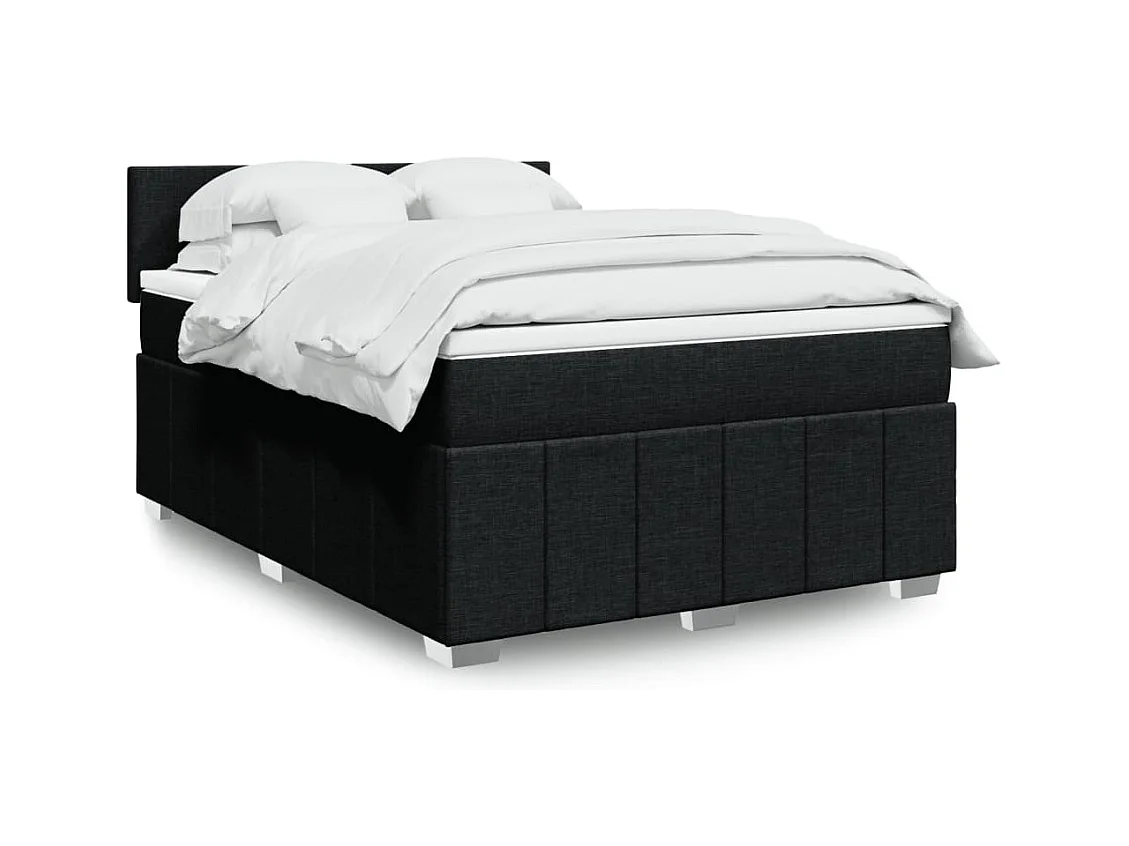 Sommier à lattes de lit avec matelas Noir 140x200 cm Tissu