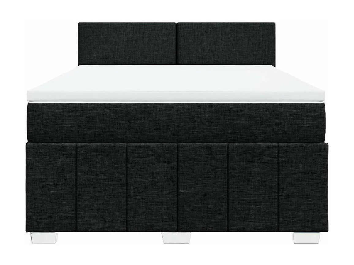 Sommier à lattes de lit avec matelas Noir 140x200 cm Tissu