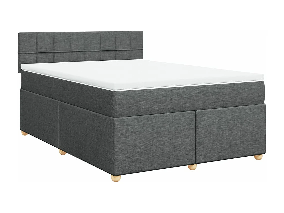 Cama box spring con colchón tela gris oscuro 140x190 cm
