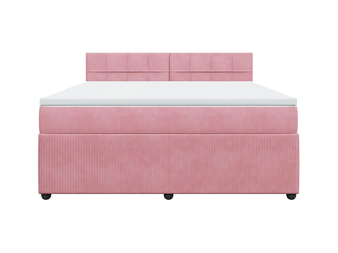 Cama box spring con colchón terciopelo rosa 180x200 cm