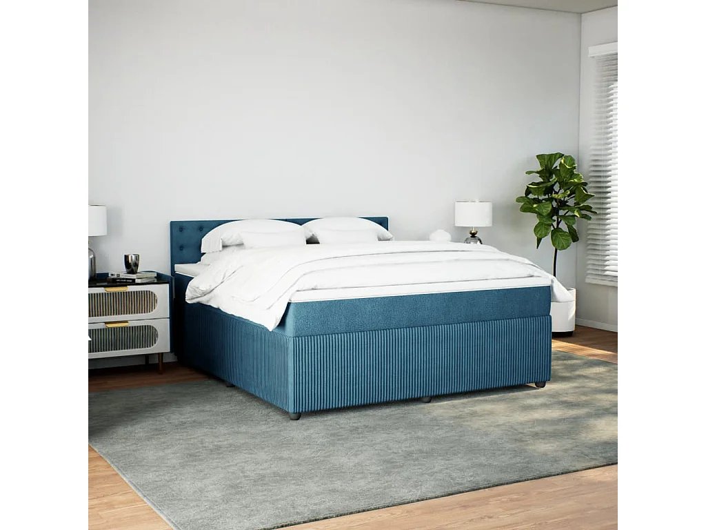Cama com molas/colchão 180x200 cm veludo azul