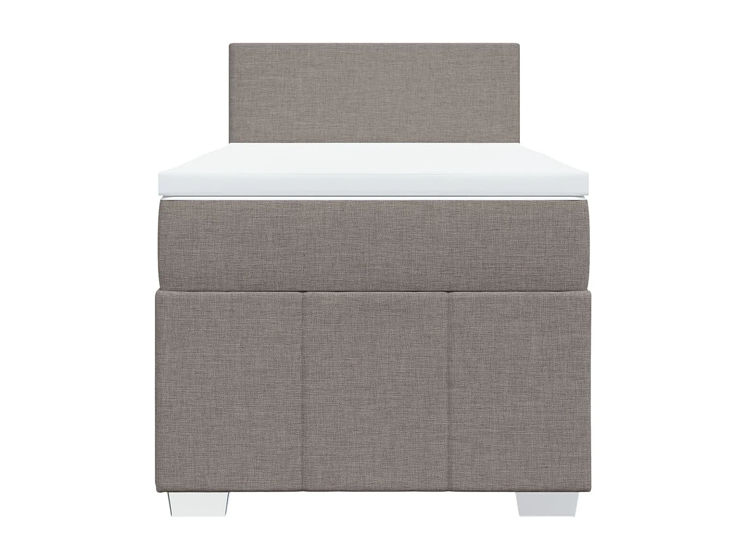 Cama box spring con colchón tela gris taupe 90x190 cm