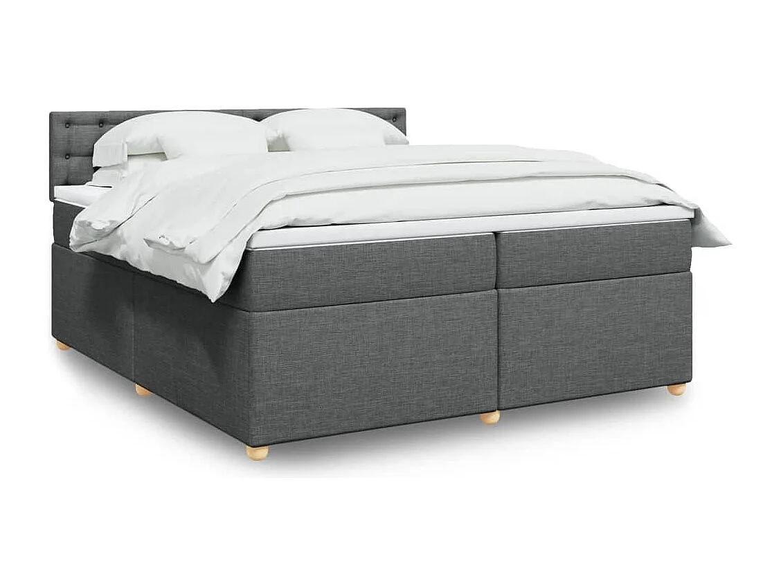 Sommier à lattes de lit avec matelas Gris foncé 200x200cm Tissu