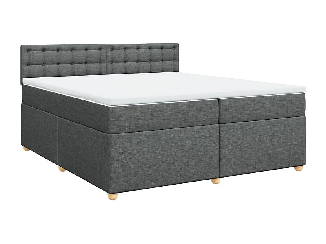 Sommier à lattes de lit avec matelas Gris foncé 200x200cm Tissu
