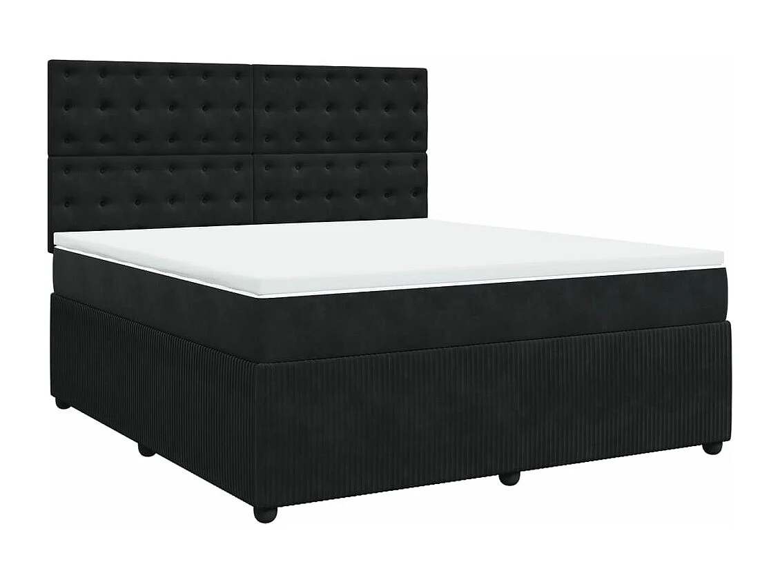 Sommier à lattes de lit avec matelas Noir 180x200 cm Velours
