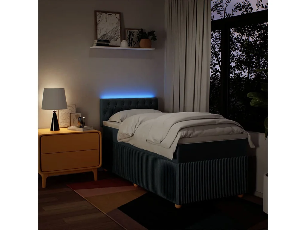 Sommier à lattes de lit avec matelas Bleu 80x200 cm Tissu