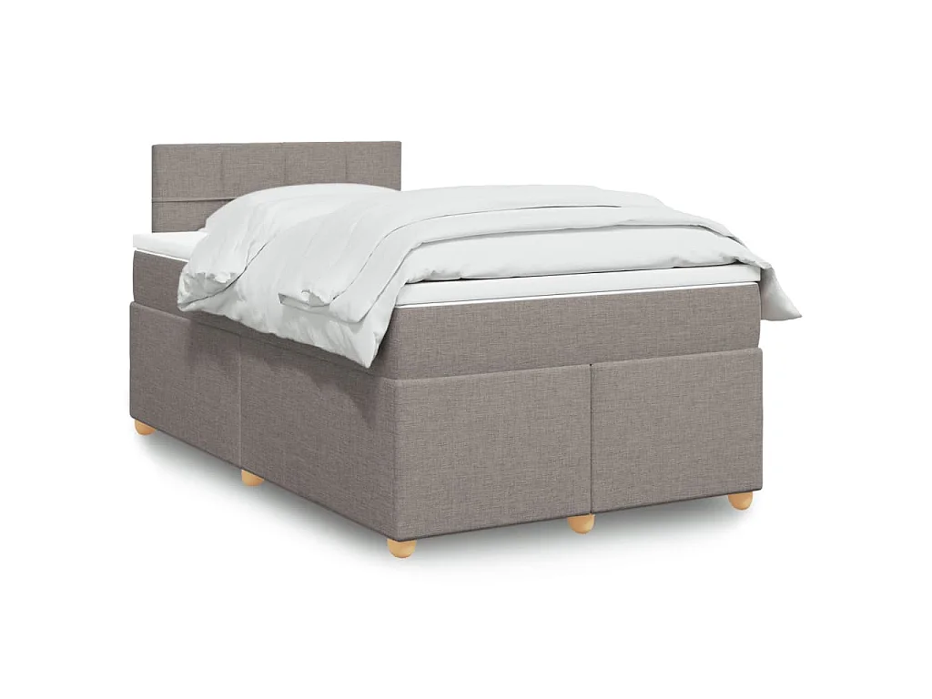 Cama boxspring c/ colchão 120x190cm tecido castanho-acinzentado
