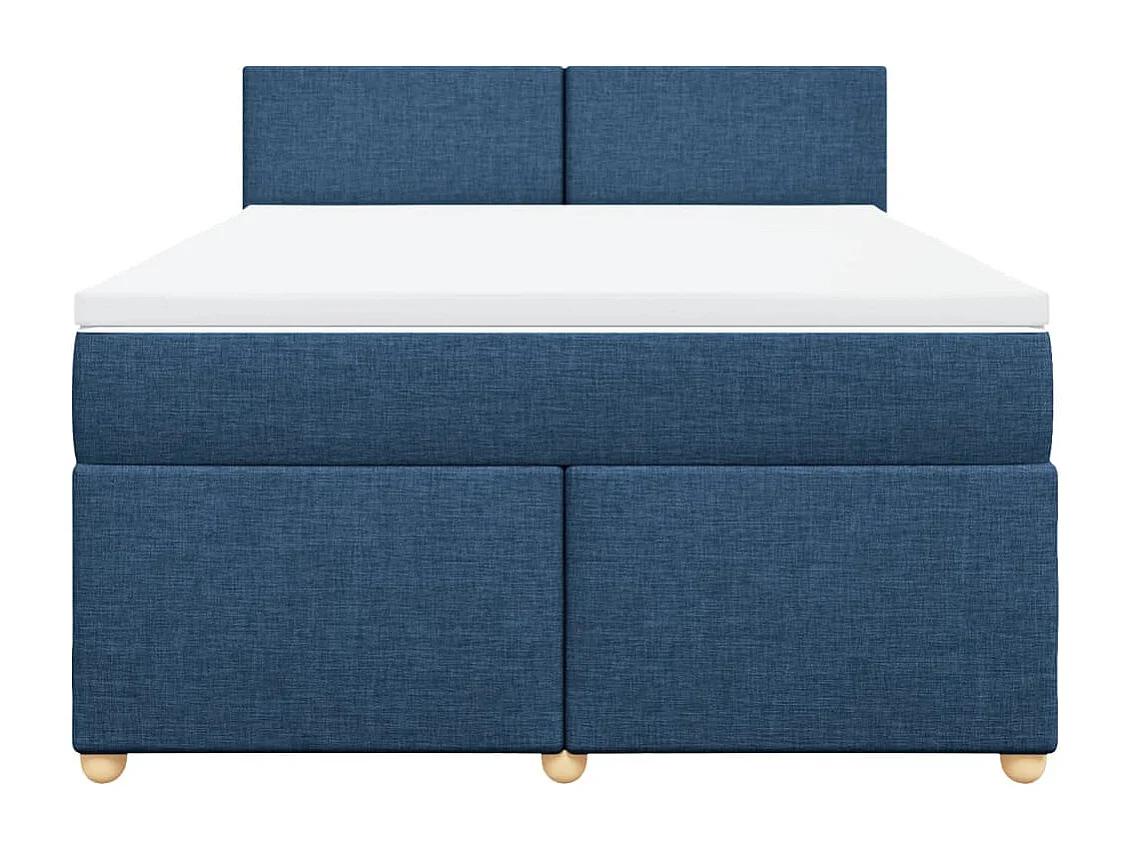 Cama box spring con colchón tela azul 140x190 cm