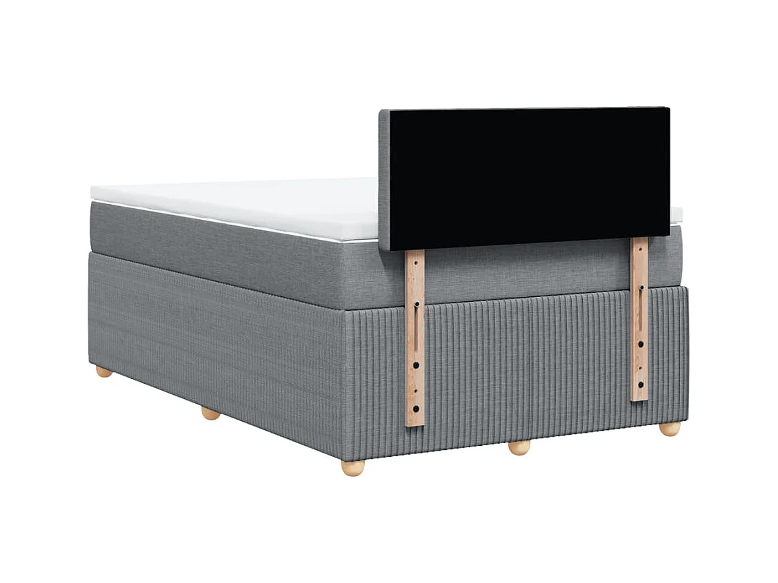 Cama boxspring com colchão 120x190 cm tecido cinzento-claro