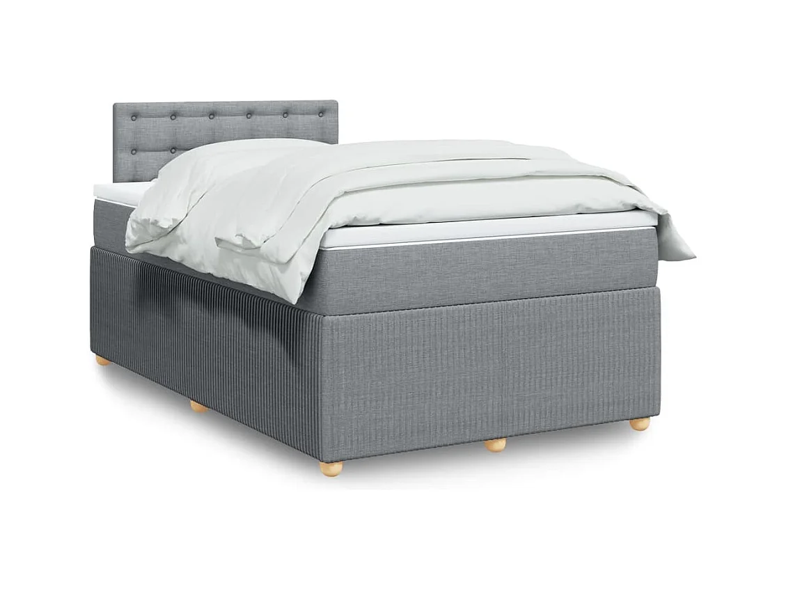 Cama boxspring com colchão 120x190 cm tecido cinzento-claro