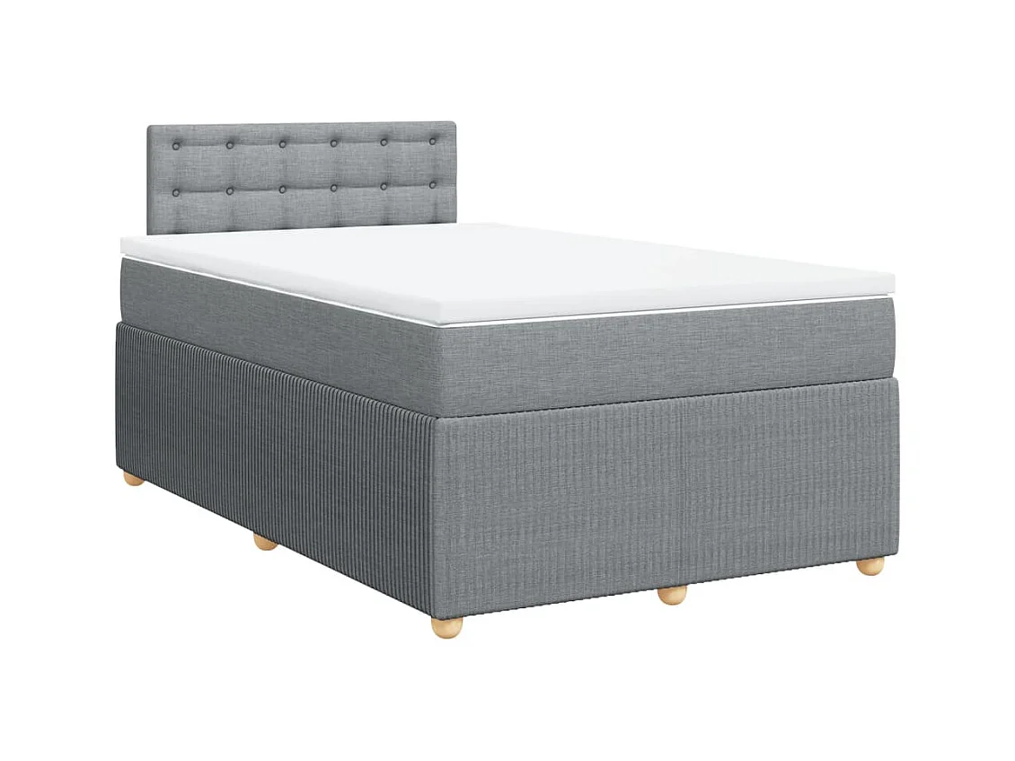 Cama boxspring com colchão 120x190 cm tecido cinzento-claro