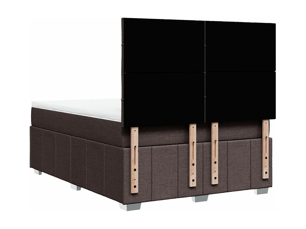 Cama box spring con colchón tela marrón oscuro 140x200 cm