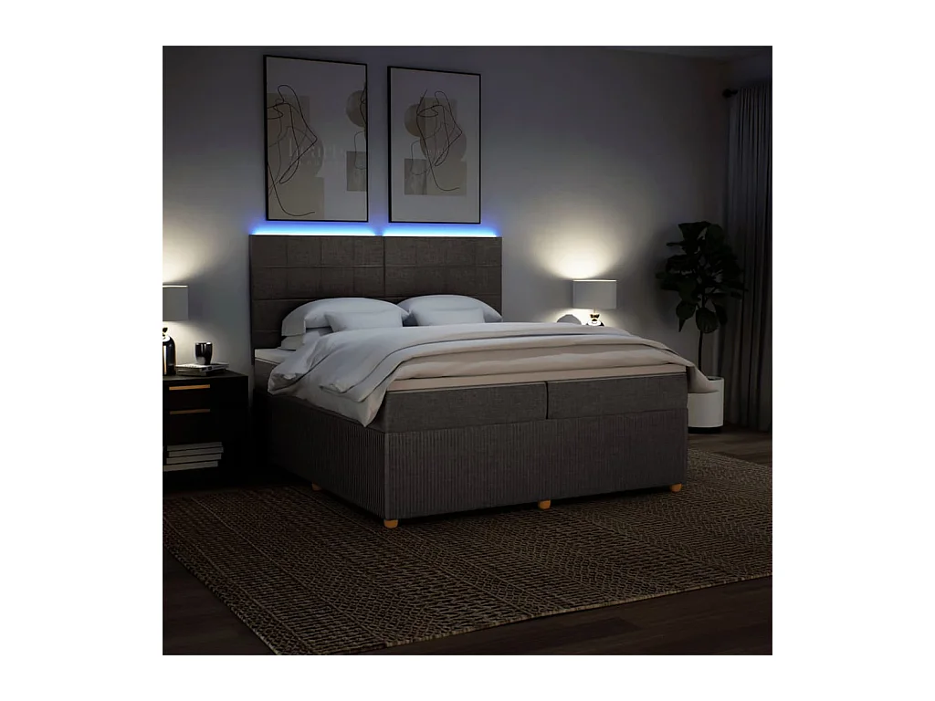 Sommier à lattes de lit avec matelas Taupe 200x200 cm Tissu