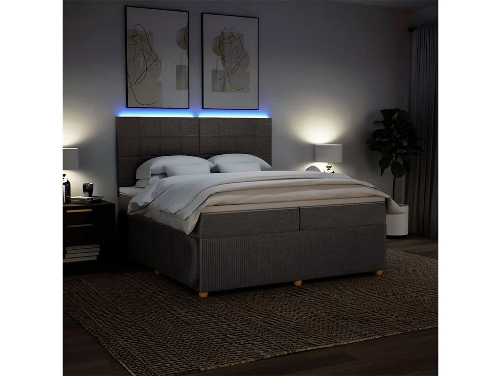 Sommier à lattes de lit avec matelas Taupe 200x200 cm Tissu