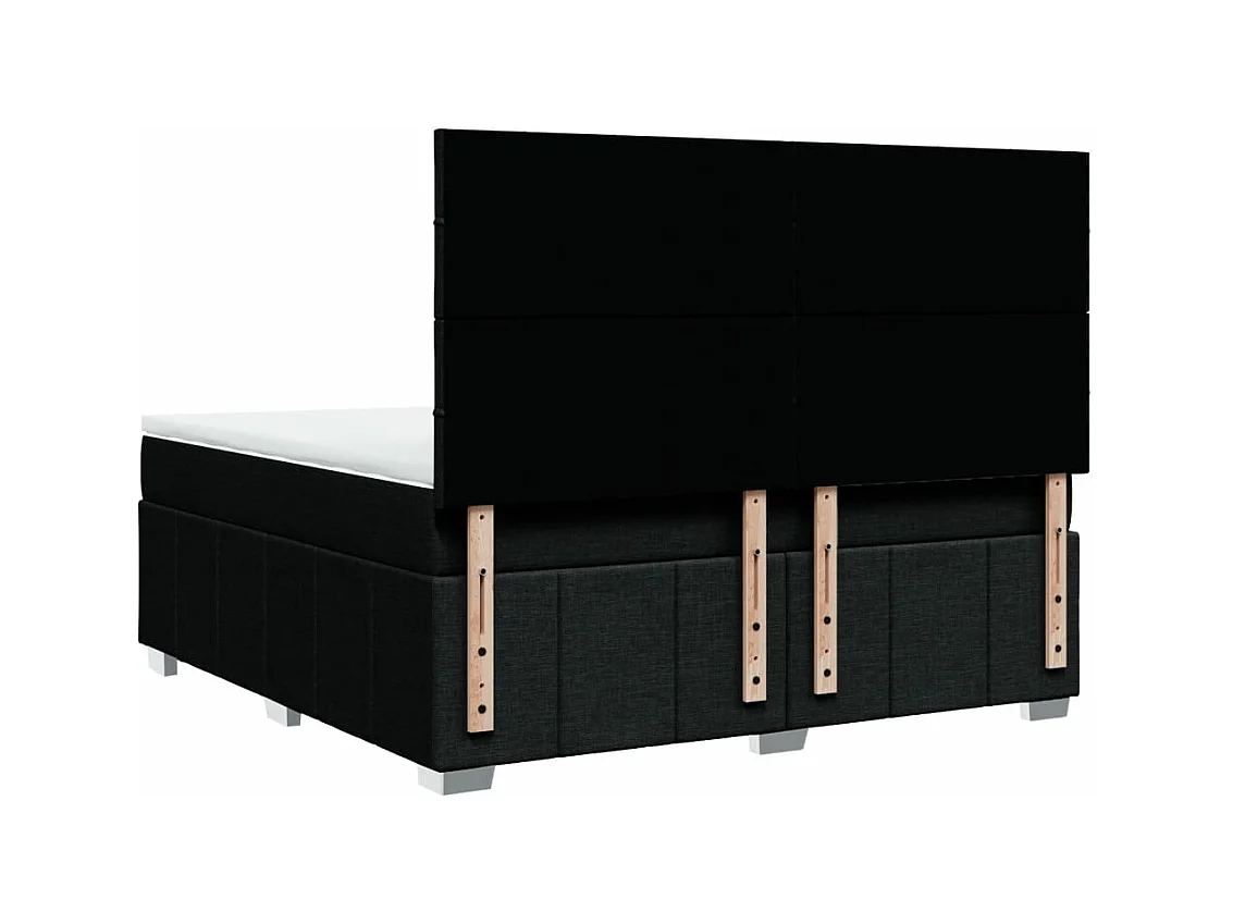 Cama box spring con colchón tela negro 180x200 cm