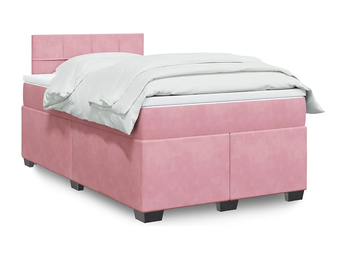 Cama box spring con colchón terciopelo rosa 120x190 cm