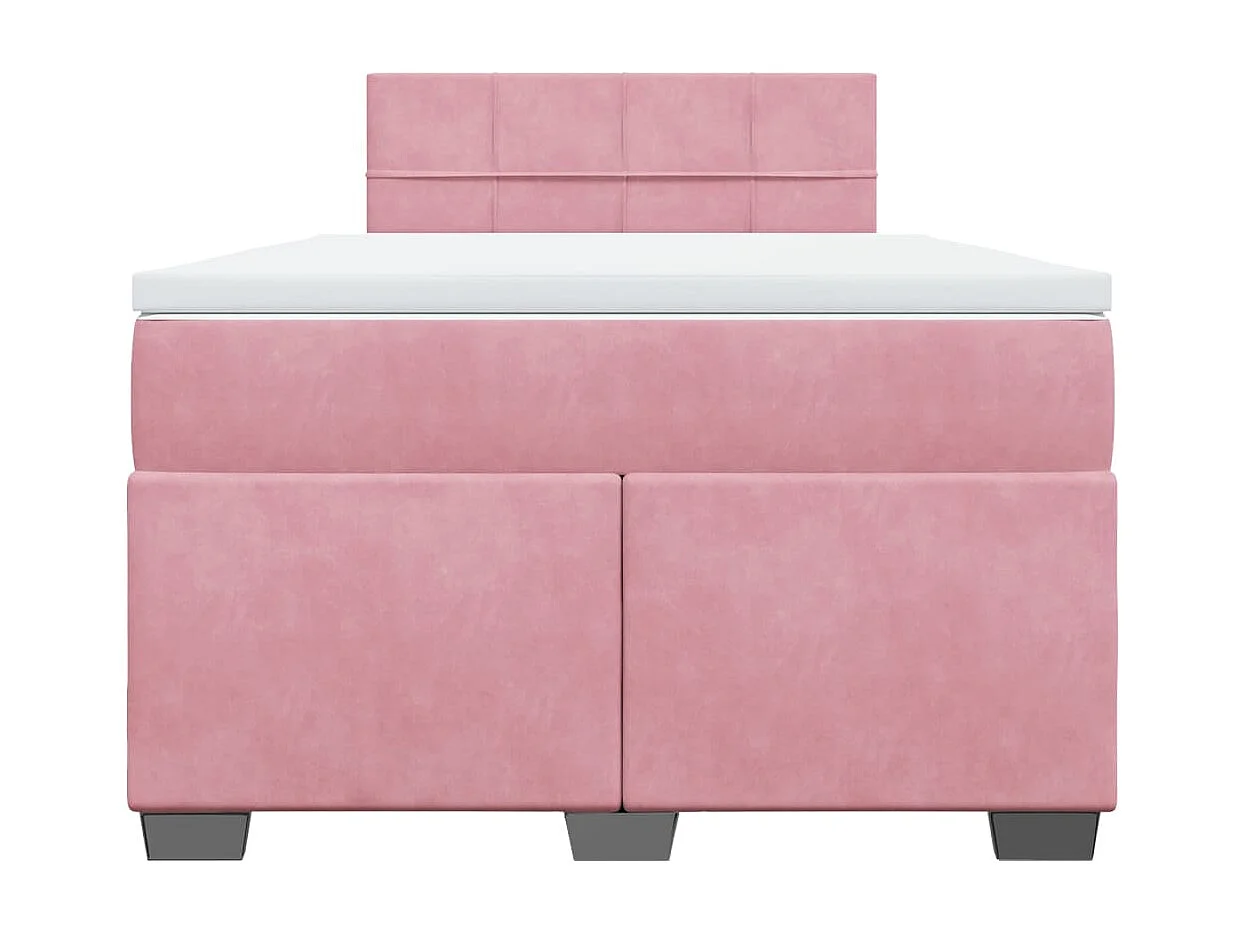 Cama box spring con colchón terciopelo rosa 120x190 cm
