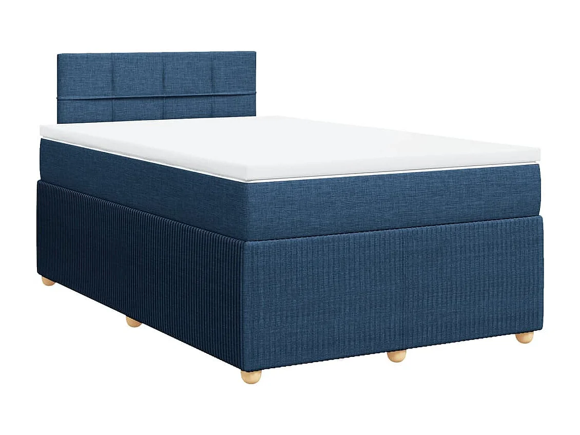 Cama box spring con colchón tela azul 120x190 cm