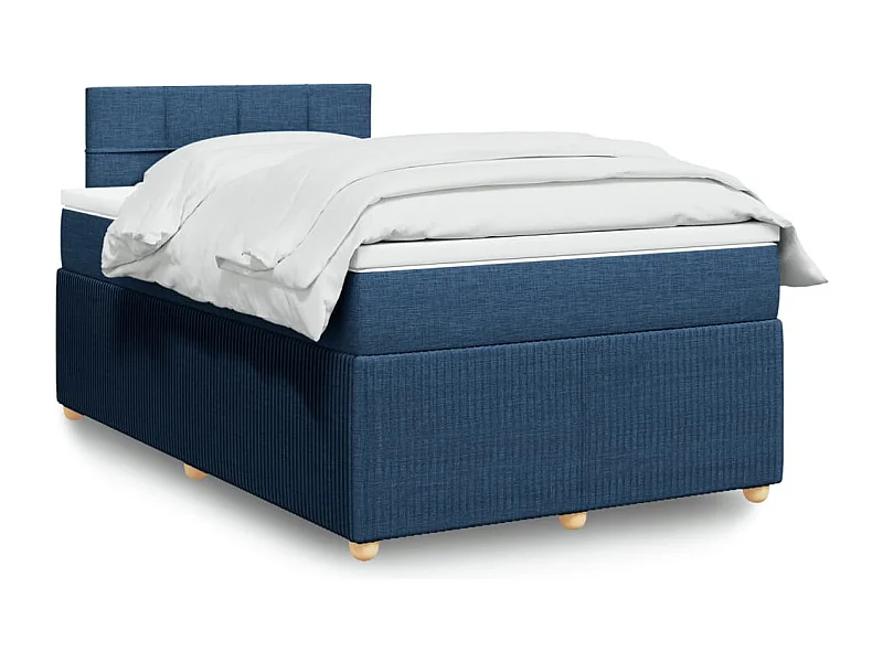 Cama boxspring com colchão 120x190 cm tecido azul