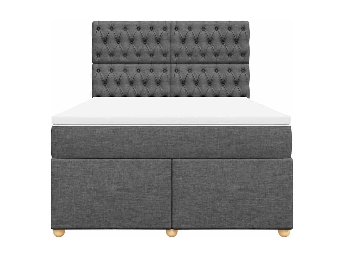 Cama box spring con colchón tela gris oscuro 140x190 cm