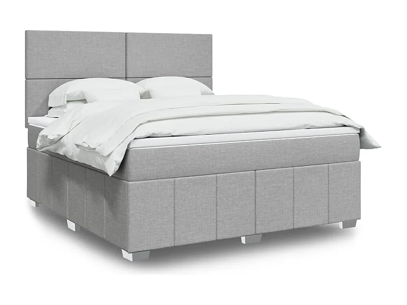 Cama box spring con colchón tela gris claro 180x200 cm