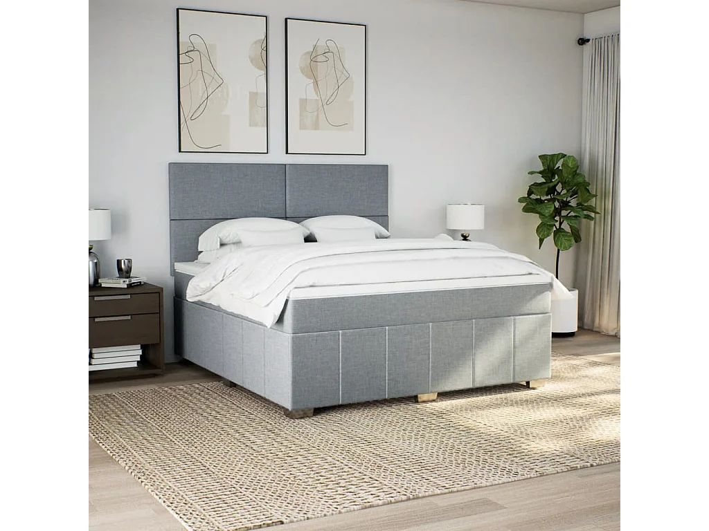 Sommier à lattes de lit avec matelas Gris clair 180x200cm Tissu