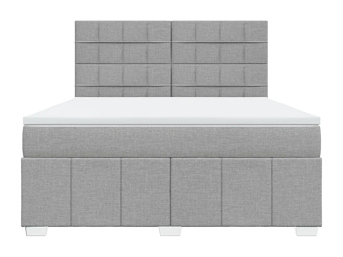 Cama box spring con colchón tela gris claro 180x200 cm