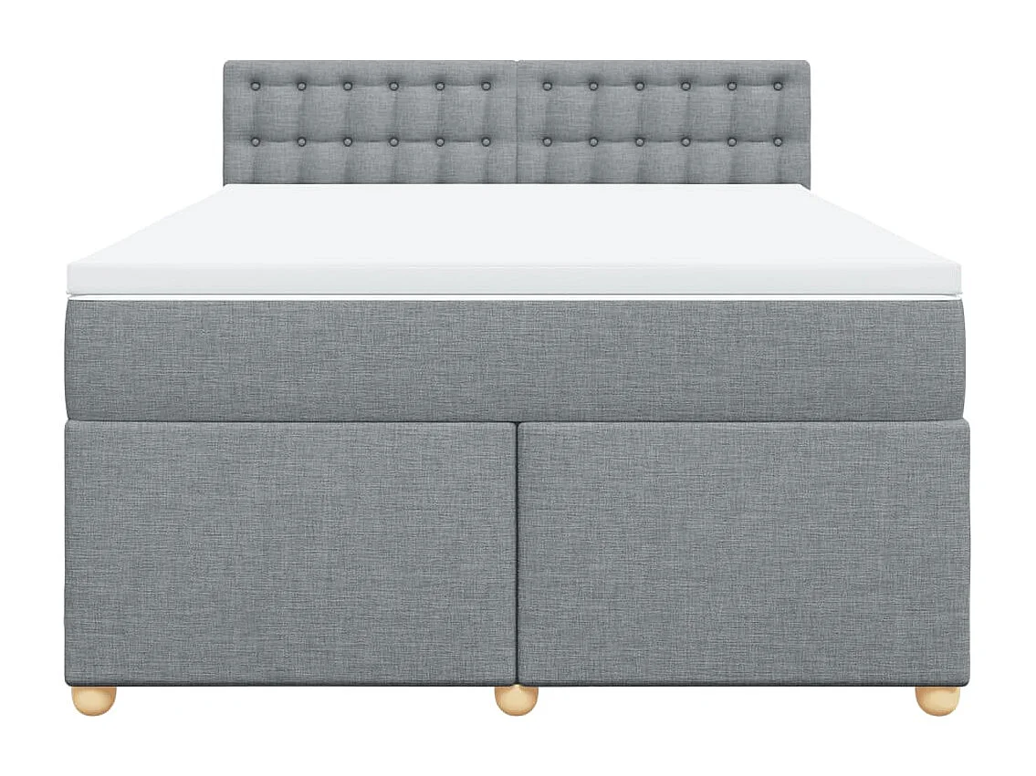 Cama box spring con colchón tela gris claro 160x200 cm