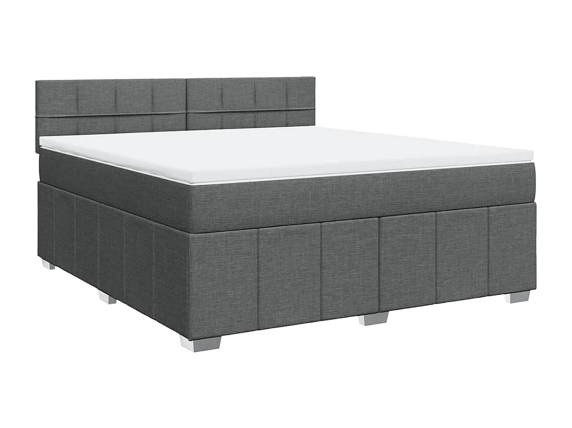 Cama box spring con colchón tela gris oscuro 180x200 cm