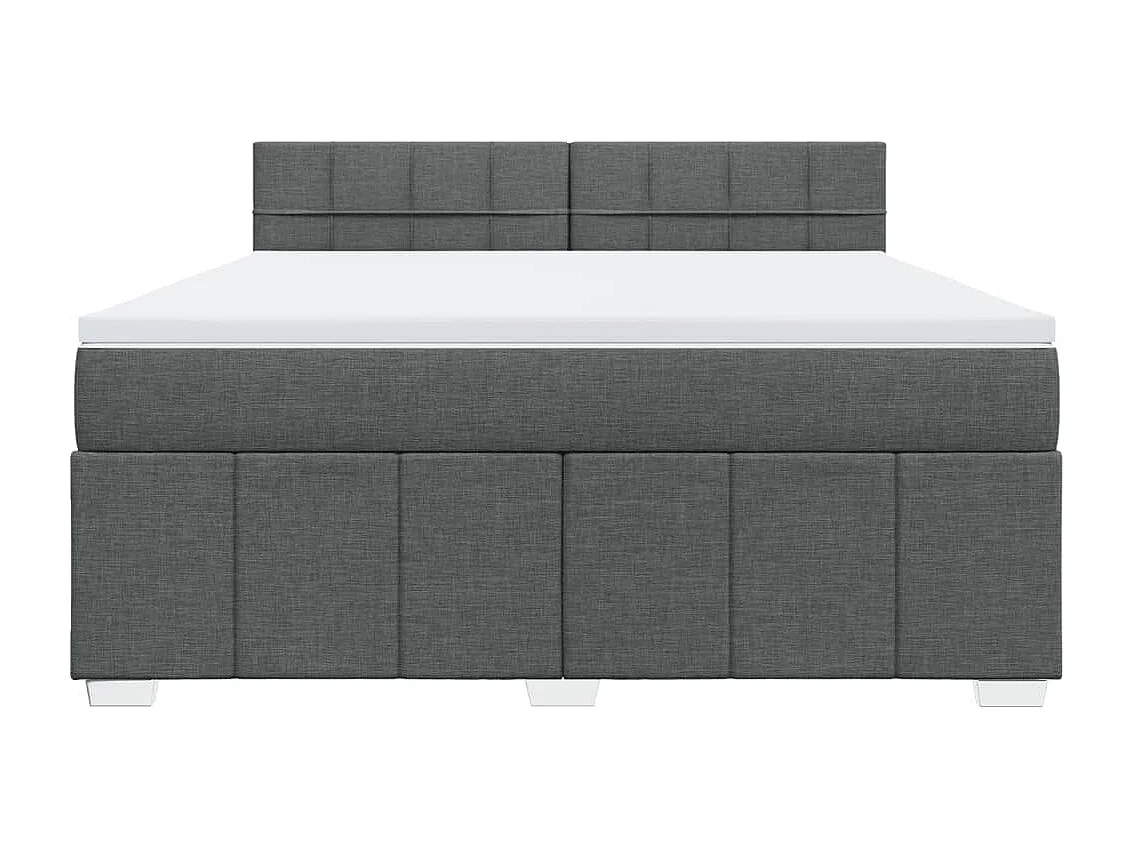 Cama box spring con colchón tela gris oscuro 180x200 cm