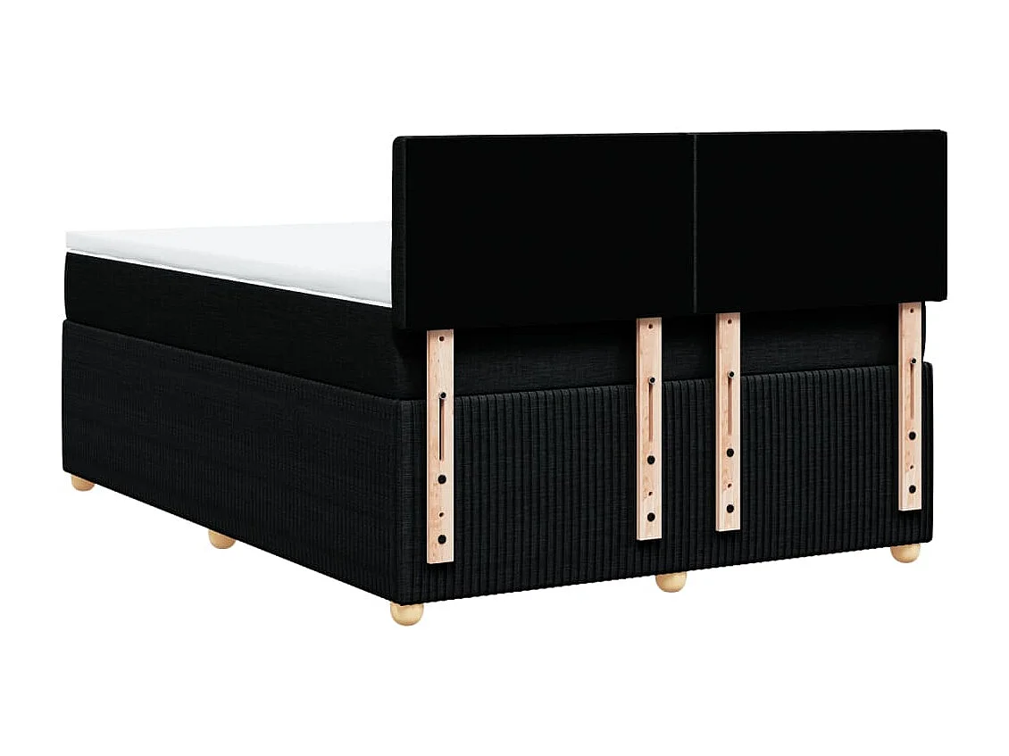 Cama box spring con colchón tela negro 160x200 cm