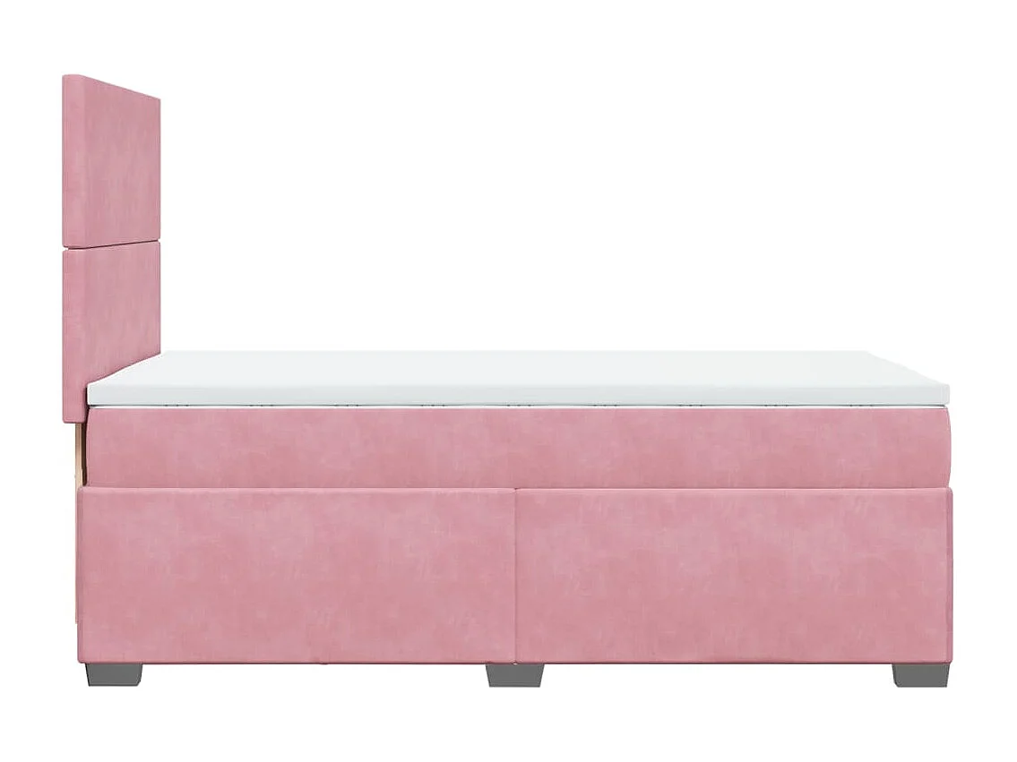 Cama box spring con colchón terciopelo rosa 80x200 cm