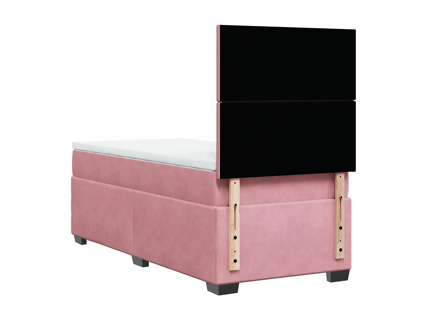 Cama box spring con colchón terciopelo rosa 80x200 cm