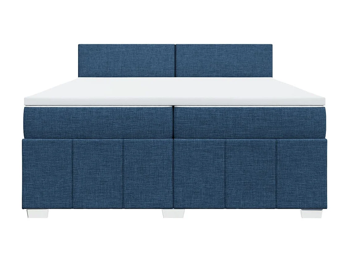 Cama com molas/colchão 200x200 cm tecido azul