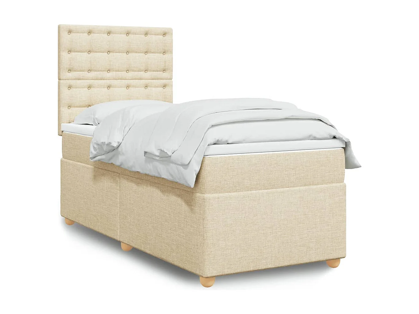 Sommier à lattes de lit avec matelas Crème 90x200 cm Tissu
