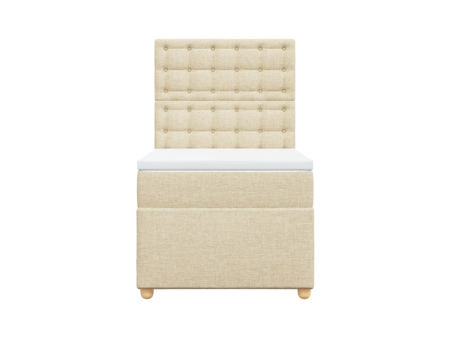 Cama box spring con colchón tela color crema 90x200 cm