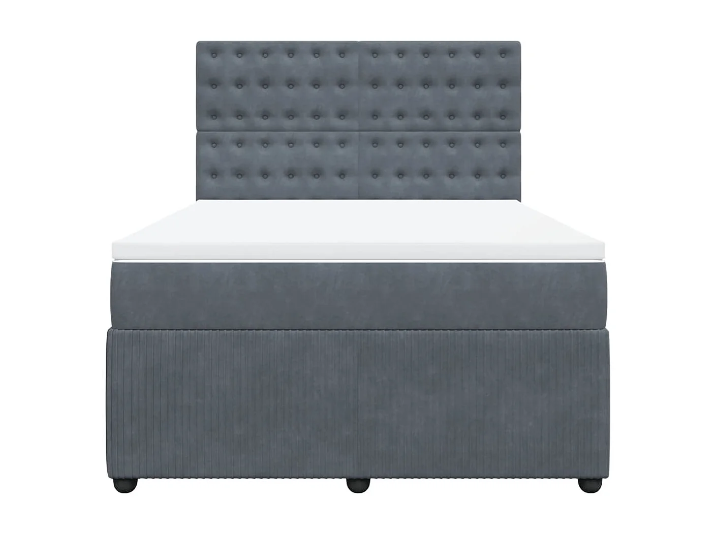 Cama com molas/colchão 140x190 cm veludo cinzento-escuro