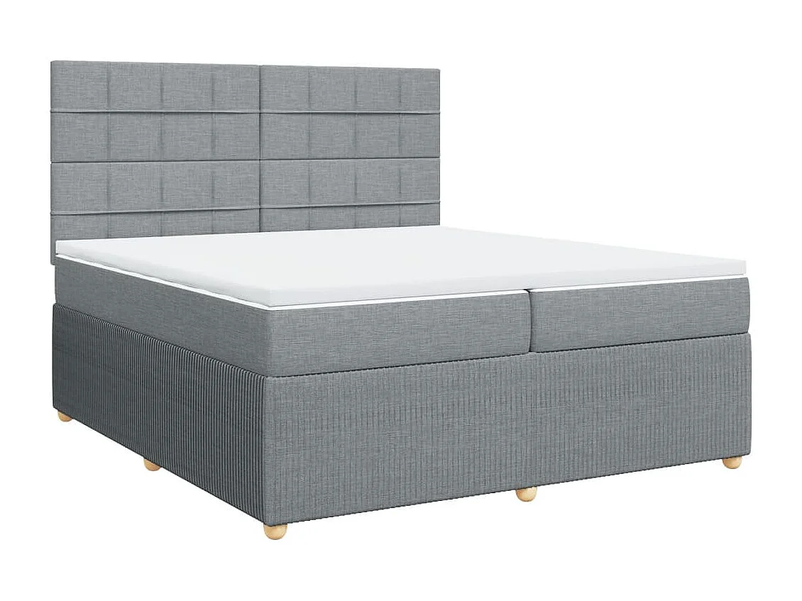 Sommier à lattes de lit avec matelas Gris clair 200x200cm Tissu
