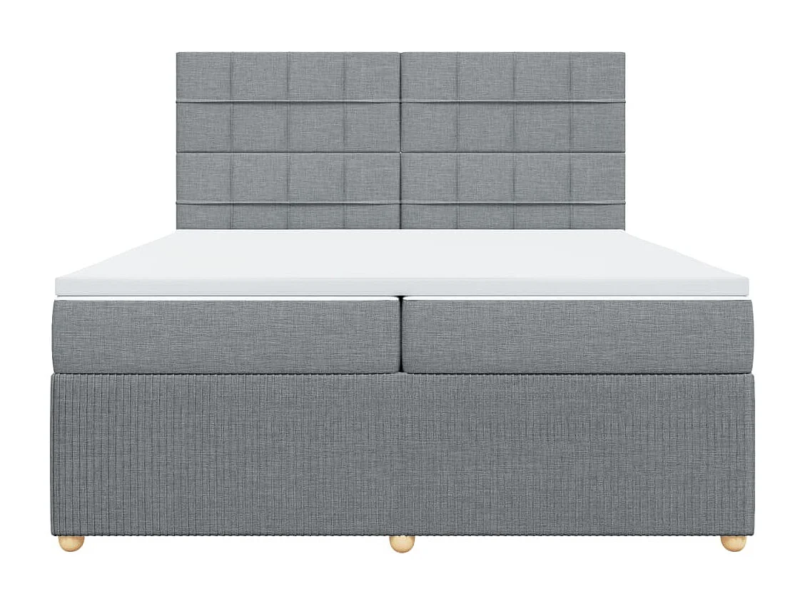 Sommier à lattes de lit avec matelas Gris clair 200x200cm Tissu