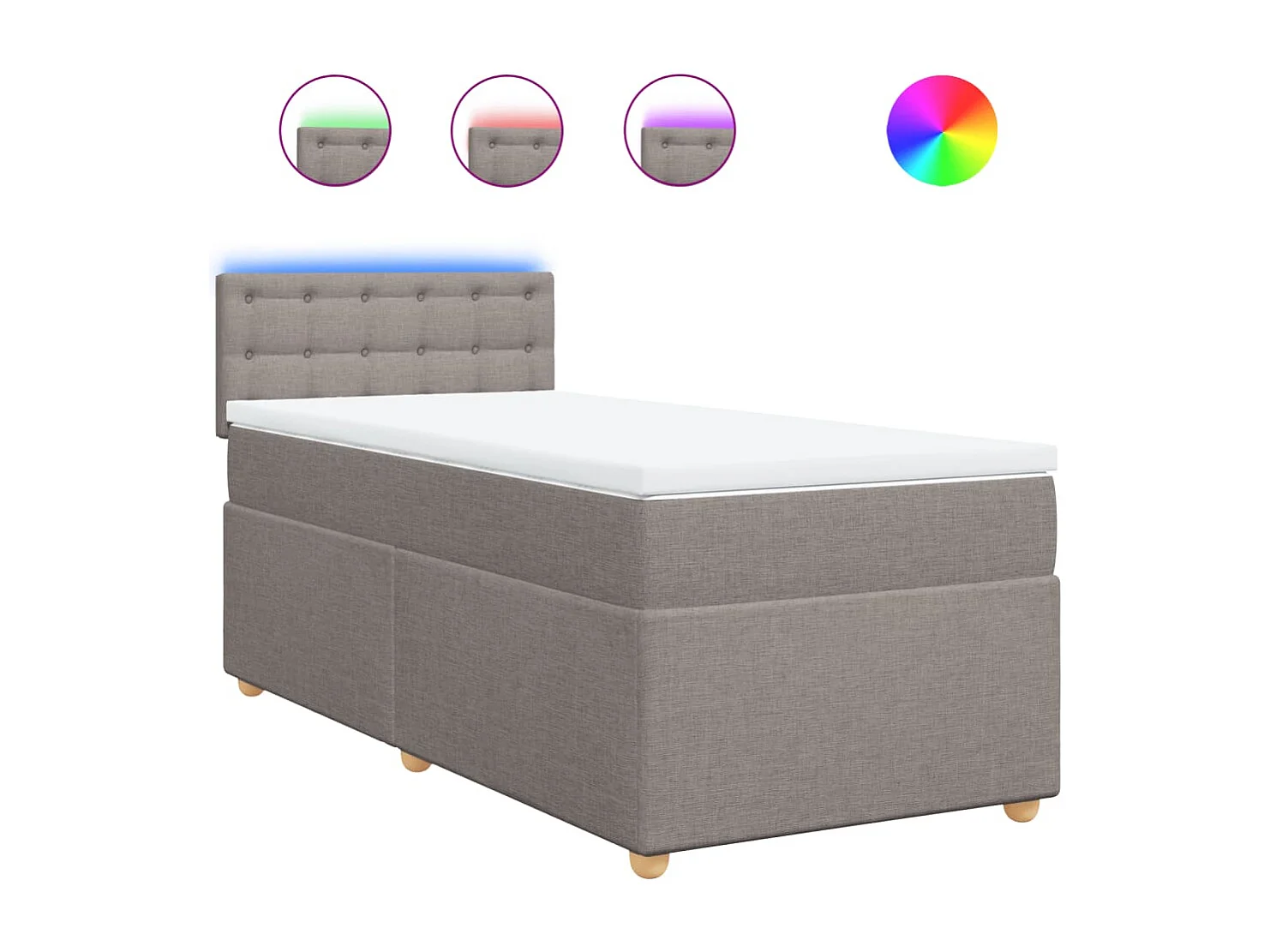 Sommier à lattes de lit avec matelas Taupe 100x200 cm Tissu