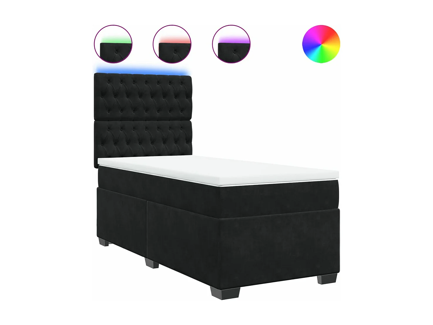 Sommier à lattes de lit avec matelas Noir 90x200 cm Velours