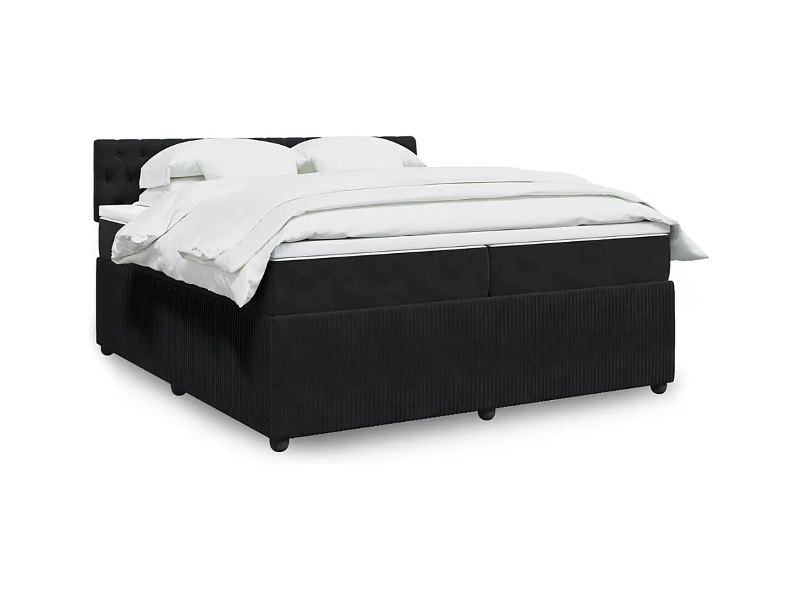 Cama box spring con colchón terciopelo negro 200x200 cm