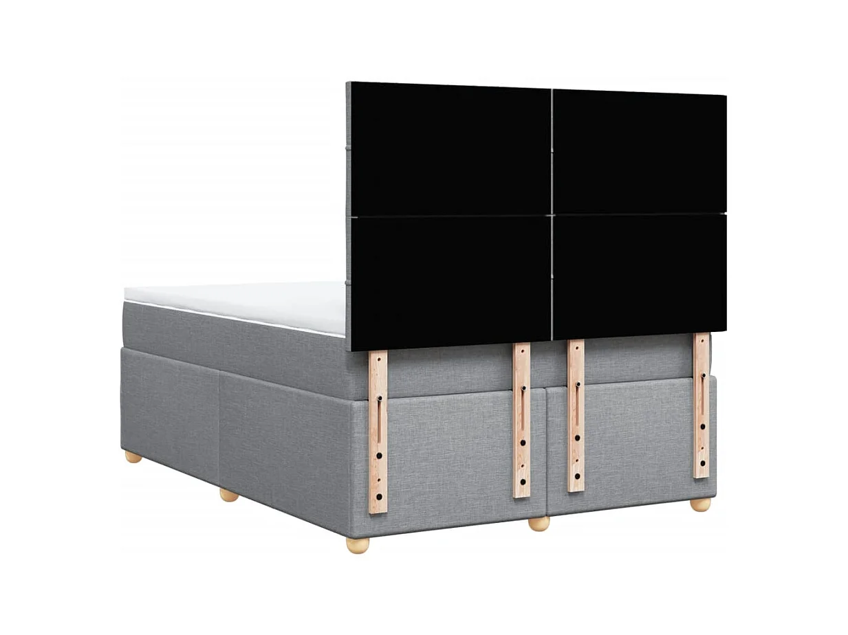 Sommier à lattes de lit avec matelas Gris clair 140x190cm Tissu