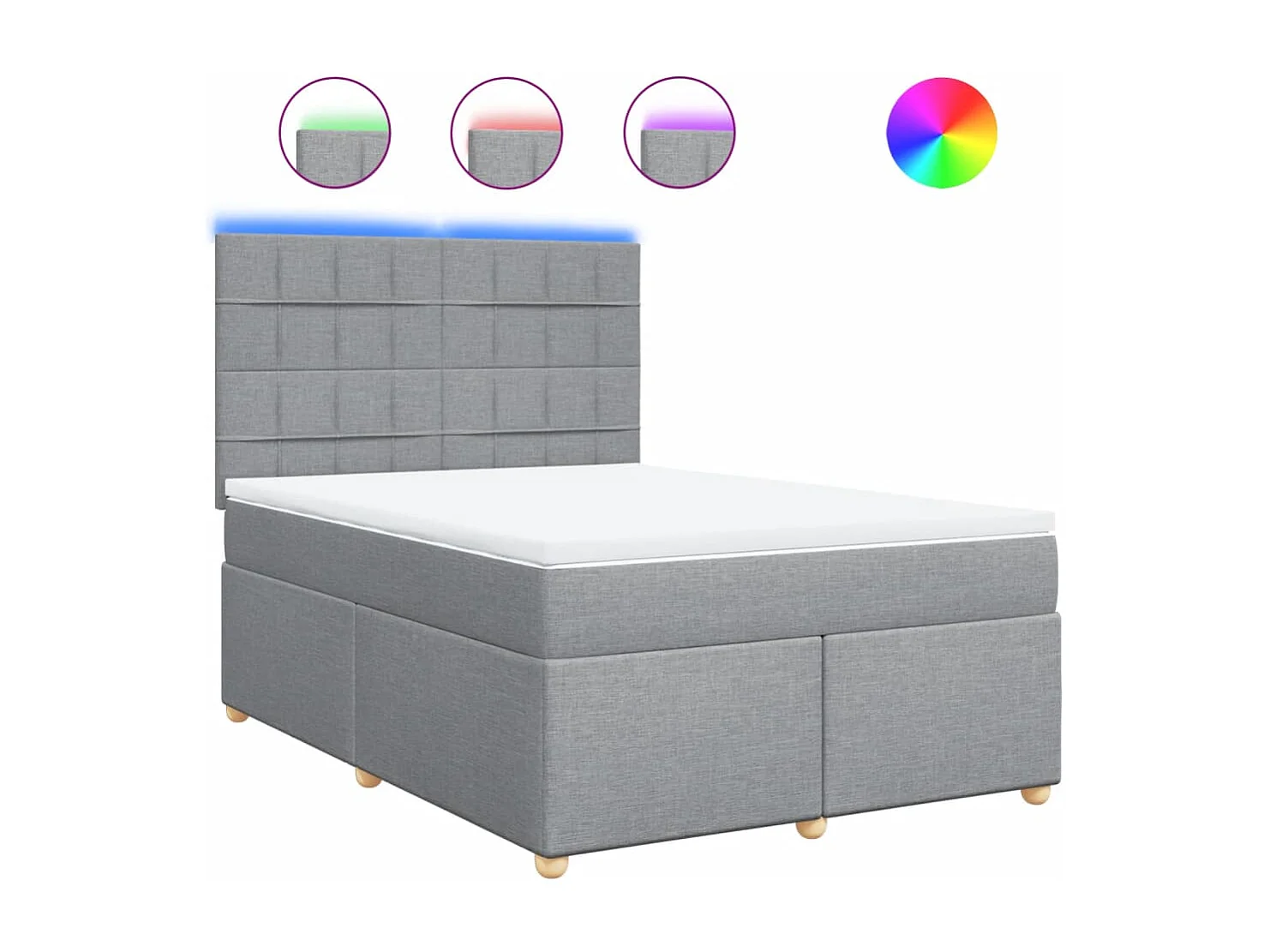 Sommier à lattes de lit avec matelas Gris clair 140x190cm Tissu