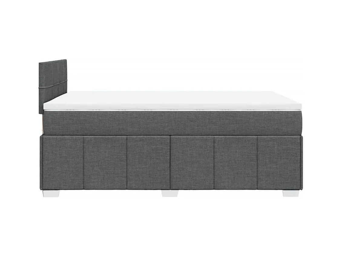 Cama box spring con colchón tela gris oscuro 120x190 cm