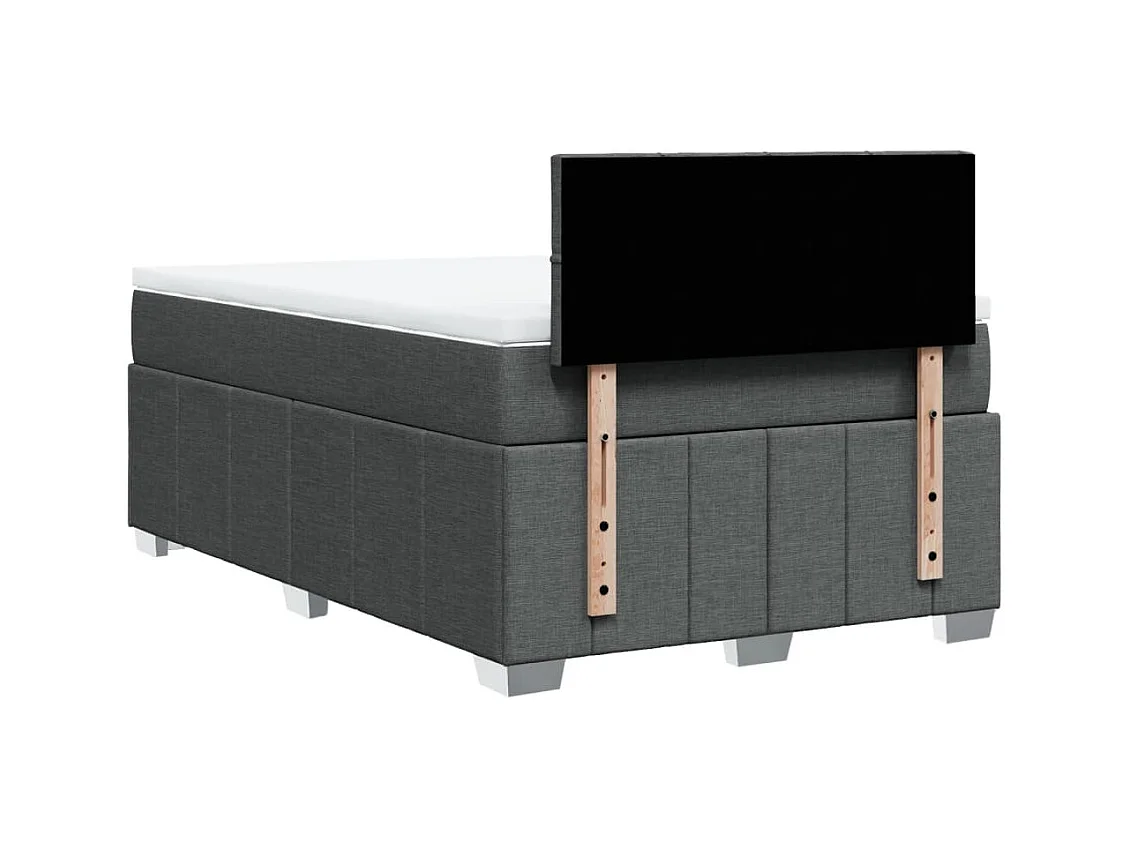 Cama box spring con colchón tela gris oscuro 120x190 cm