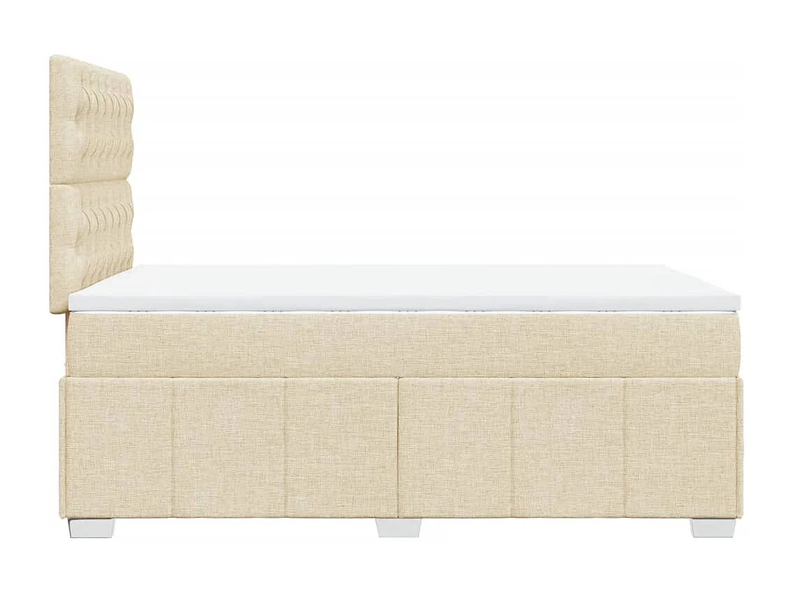 Cama box spring con colchón tela color crema 120x190 cm