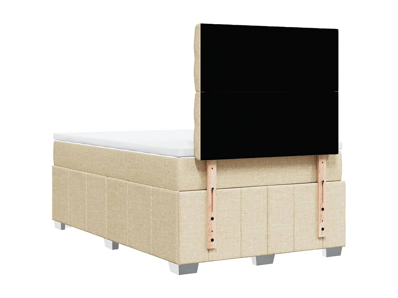 Cama box spring con colchón tela color crema 120x190 cm