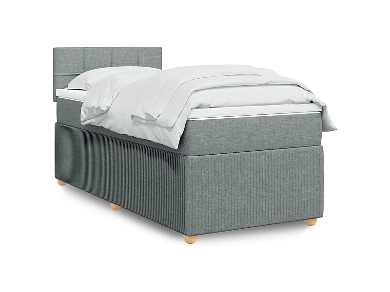 Sommier à lattes de lit avec matelas Gris clair 90x200 cm Tissu